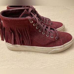 Vans Sk8 Hi Moc Port Royale suede fringe oxblood burgundy size 8
